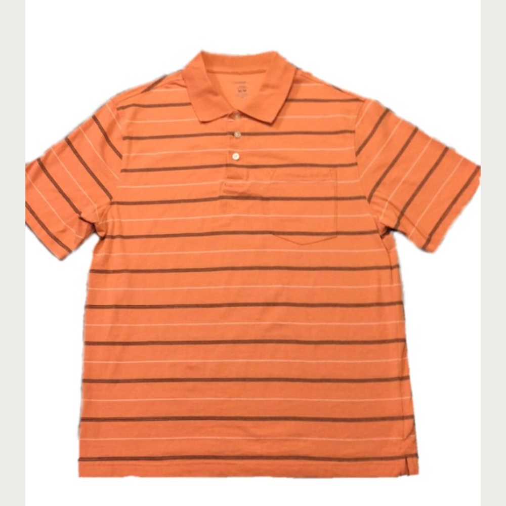 GEORGE Orange Striped Polo Shirt - M
